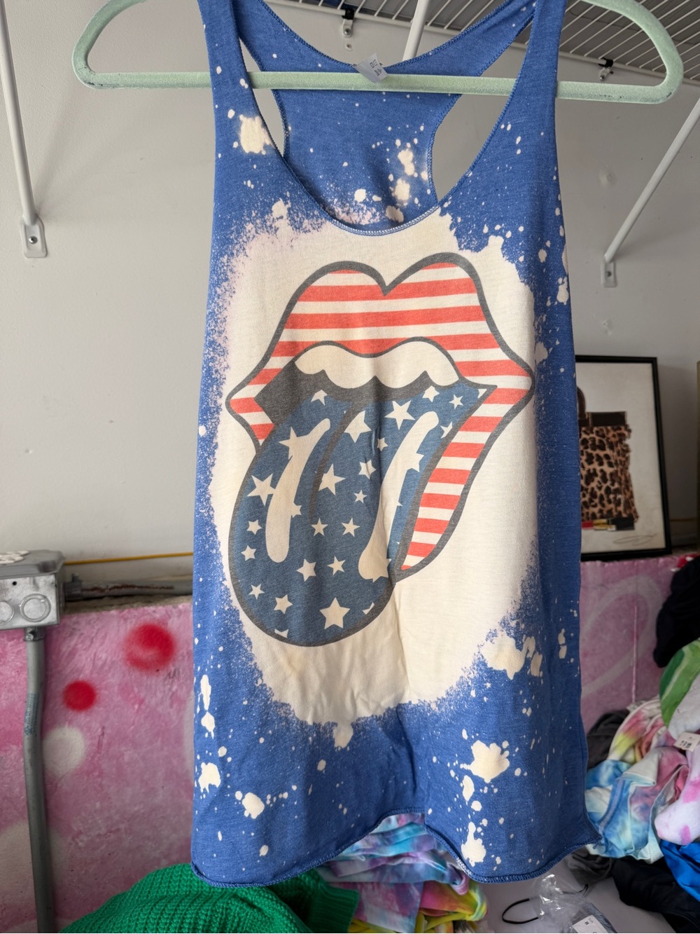 Next Level Apparel Blue USA Flag Graphic Racerback Tank